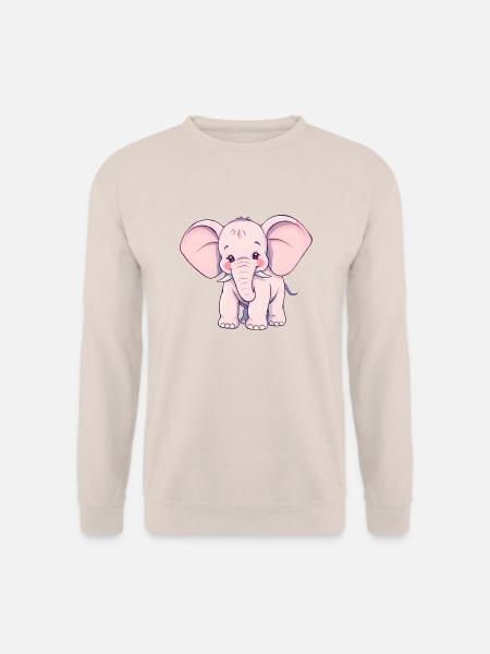 Verspielter rosa Elefant mit blauem Schwanz - Unisex Pullover - Sand