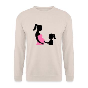 Schwangere mit Tochter Silhouette - Unisex Pullover - Sand - Vorne - Alina (178cm) & Michal (187cm)