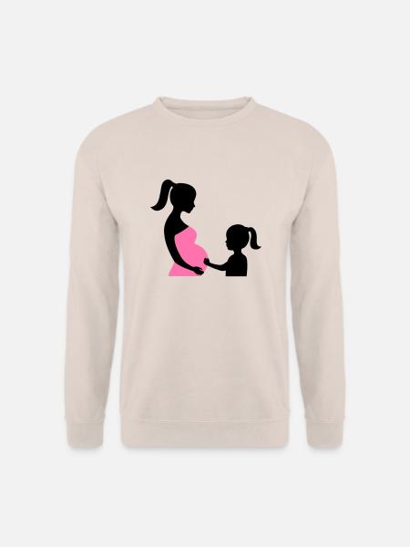 Schwangere mit Tochter Silhouette - Unisex Pullover - Sand