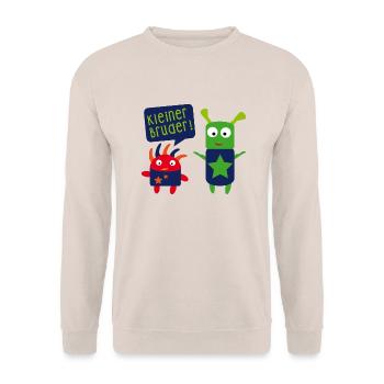 kleiner Bruder großer Bruder - Unisex Pullover - Sand - Vorne - Alina (178cm) & Michal (187cm)