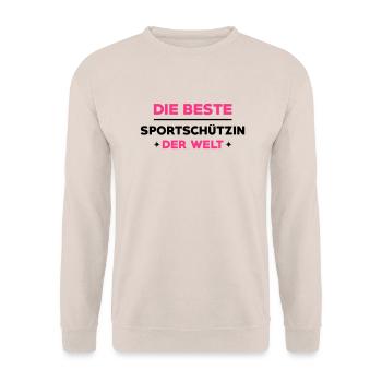 Sportschießen Schützen Sportschütze Sportschützin - Unisex Pullover - Sand - Vorne - Alina (178cm) & Michal (187cm)
