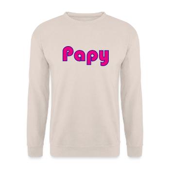 PAPY. FÊTE DES PÈRES. BONNE FÊTE PAPY. JE T'AIME. - Sweat-shirt Unisexe - sable - Devant - Alina (178cm) & Michal (187cm)