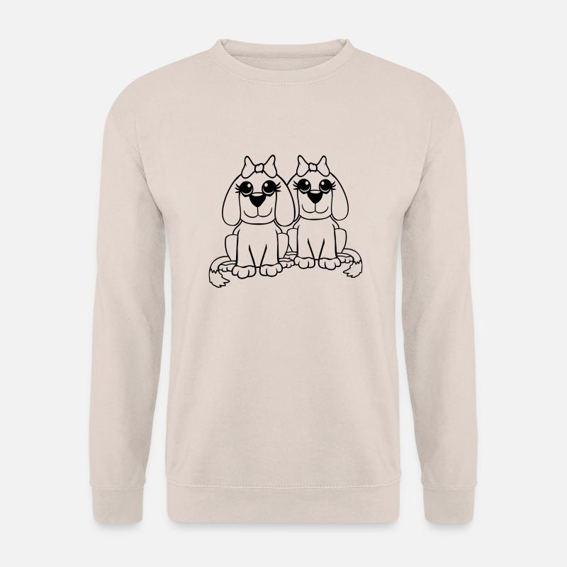 2 Hunde Team Zwei Freunde Freundinnen Paar Crew - Unisex Pullover - Sand
