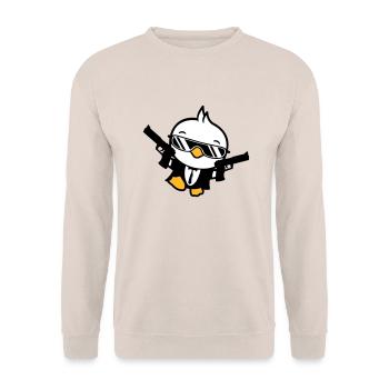 Bird 2 Gun Guns Agent Sunglasses Cool - Unisex Sweatshirt - sand - Front - Alina (178cm) & Michal (187cm)