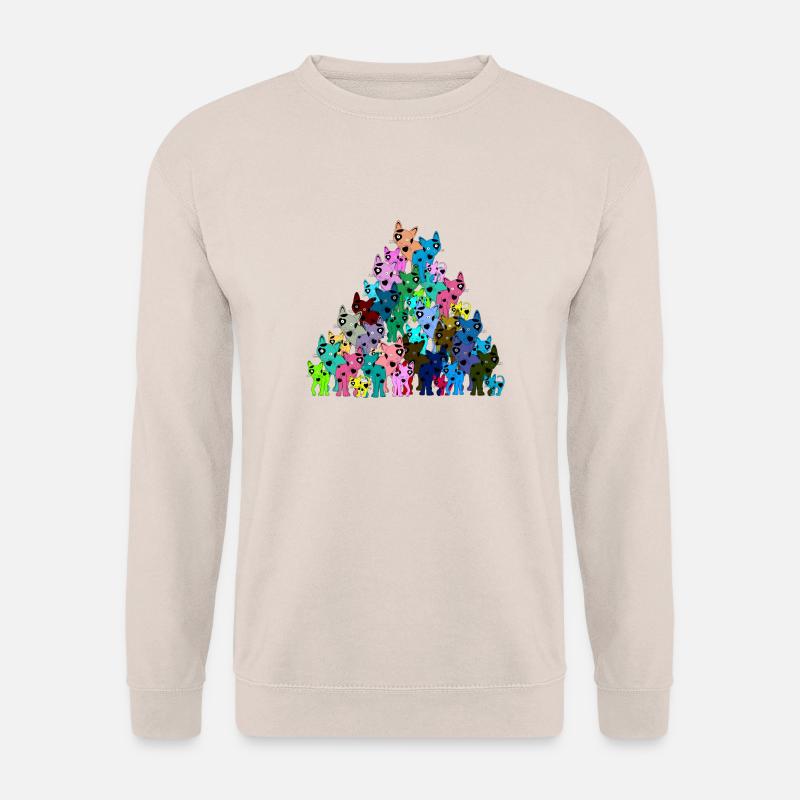 Katzen Katzen Katzen in bunten Farbmuster Kinder - Unisex Pullover - Sand