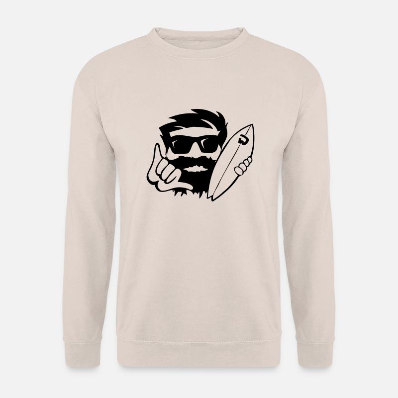 shaka CubeSurfer mit Sonnenbrille und Bart - Unisex Pullover - Sand
