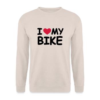 I Love My Bike - Unisex Pullover - Sand - Vorne - Alina (178cm) & Michal (187cm)
