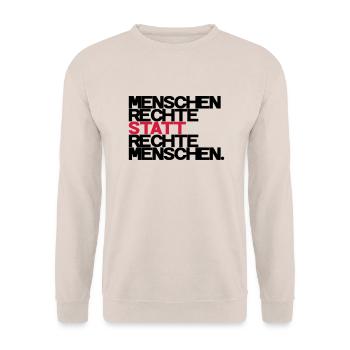 Menschenrechte - Unisex Pullover - Sand - Vorne - Alina (178cm) & Michal (187cm)