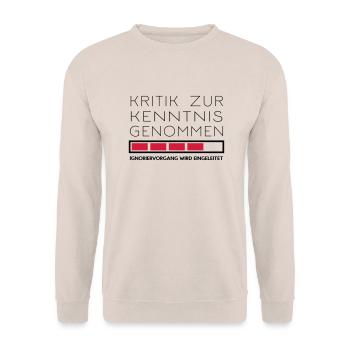 Nicht kritikfähig - Unisex Pullover - Sand - Vorne - Alina (178cm) & Michal (187cm)