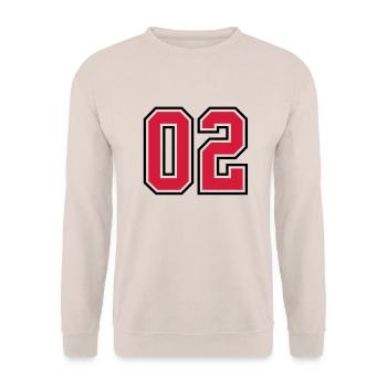 02 sports jersey football number - Unisex Pullover - Sand - Vorne - Alina (178cm) & Michal (187cm)
