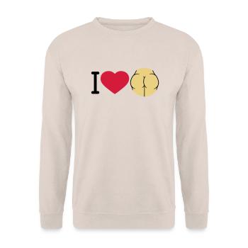i love ass herz liebe logo rund nackte frau sexy a - Unisex Pullover - Sand - Vorne - Alina (178cm) & Michal (187cm)