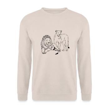Lion - Löwe - Löwin - Unisex Pullover - Sand - Vorne - Alina (178cm) & Michal (187cm)