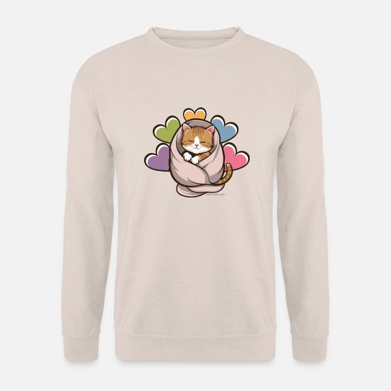 Kuscheliges Kätzchen unter Decke - Unisex Pullover - Sand