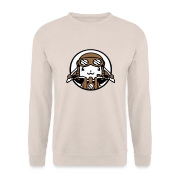 Hase Motorrad Fahren Biker Fahrer Roller Mofa Cool - Unisex Pullover - Sand - Vorne - Alina (178cm) & Michal (187cm)