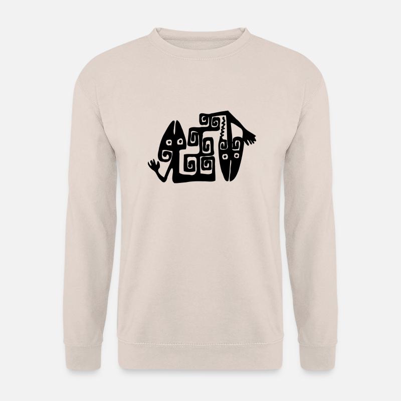 Lizard Illustration Ethno Style - Unisex Pullover - Sand
