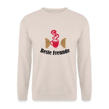 croissant_and_coffee_friends_001 - Unisex Pullover - Sand - Vorne - Alina (178cm) & Michal (187cm)