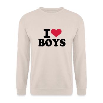 I love boys - Unisex Pullover - Sand - Vorne - Alina (178cm) & Michal (187cm)
