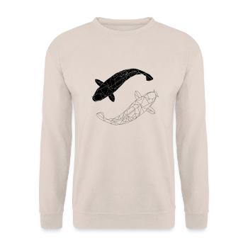 koi black and white - Unisex Pullover - Sand - Vorne - Alina (178cm) & Michal (187cm)