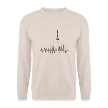Ein Herz für den Stuttgarter Fernsehturm - Unisex Pullover - Sand - Vorne - Alina (178cm) & Michal (187cm)