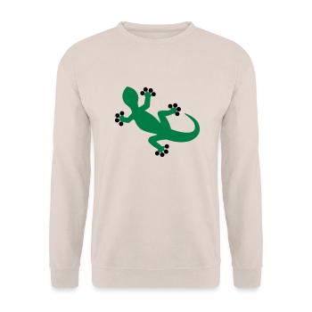 Gecko / Eidechse - Unisex Pullover - Sand - Vorne - Alina (178cm) & Michal (187cm)