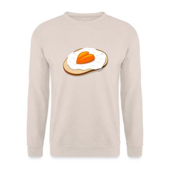 I love Ei-Brot - leckeres Brot mit Ei - Unisex Pullover - Sand - Vorne - Alina (178cm) & Michal (187cm)