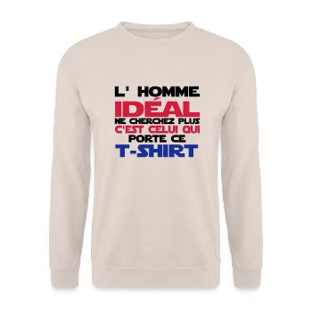 l'homme idéal - Sweat-shirt Unisexe - sable - Devant - Alina (178cm) & Michal (187cm)