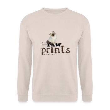 Brown/White Birman Cat - Unisex Pullover - Sand - Vorne - Alina (178cm) & Michal (187cm)