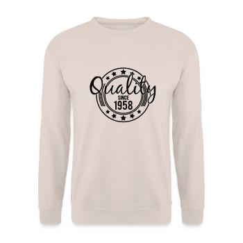 Birthday - Quality since 1958 (uk) - Unisex Sweatshirt - sand - Front - Alina (178cm) & Michal (187cm)