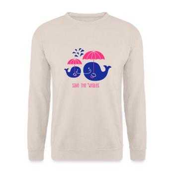 Rettet die Wale- Schützt die Wale- save the whales - Unisex Pullover - Sand - Vorne - Alina (178cm) & Michal (187cm)