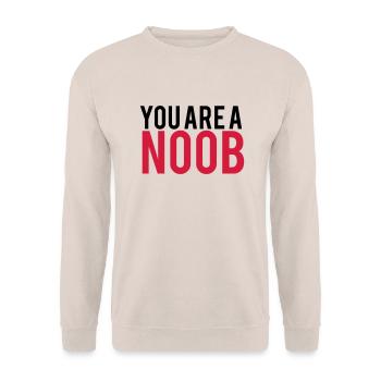 You are a Noob Logo - Unisex Sweatshirt - sand - Front - Alina (178cm) & Michal (187cm)