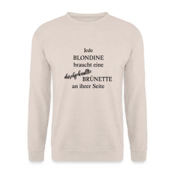 Blodine braucht Brünette - Unisex Pullover - Sand - Vorne - Alina (178cm) & Michal (187cm)