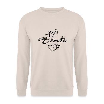 Große Schwester - Unisex Sweatshirt - sand - Front - Alina (178cm) & Michal (187cm)