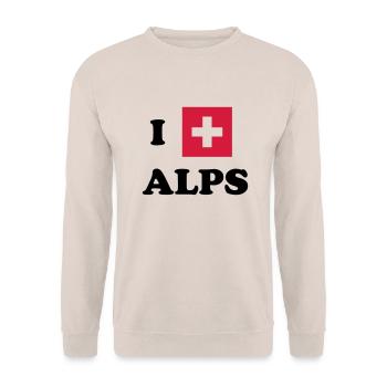 I Love Alps - Switzerland, Swiss - Unisex Pullover - Sand - Vorne - Alina (178cm) & Michal (187cm)