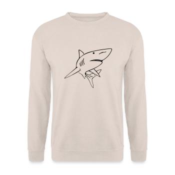 Shark - Vector Design - Unisex Sweatshirt - sand - Front - Alina (178cm) & Michal (187cm)