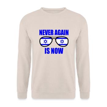 Never again is now - Unisex Sweatshirt - sand - Front - Alina (178cm) & Michal (187cm)