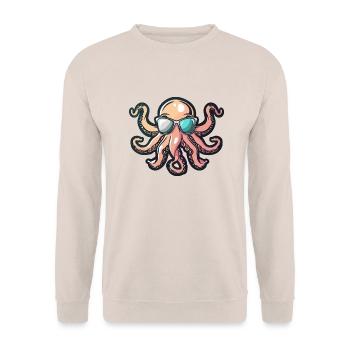 Oktopus Comic Cool - Unisex Pullover - Sand - Vorne - Alina (178cm) & Michal (187cm)
