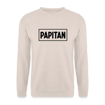 Papa Papi Vater Tochter Sohn Vatertag Männer Shirt - Unisex Pullover - Sand - Vorne - Alina (178cm) & Michal (187cm)