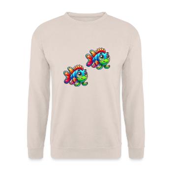 fish comic 2 - Unisex Pullover - Sand - Vorne - Alina (178cm) & Michal (187cm)