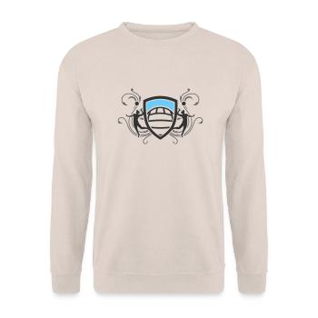 volleyball_wappen_v3_3c - Unisex Sweatshirt - sand - Front - Alina (178cm) & Michal (187cm)