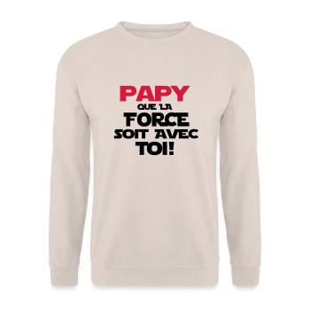 papy (que la force soit avec toi) - Sweat-shirt Unisexe - sable - Devant - Alina (178cm) & Michal (187cm)