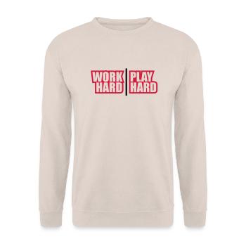 work_hard_play_hard_rp2 - Sweat-shirt Unisexe - sable - Devant - Alina (178cm) & Michal (187cm)