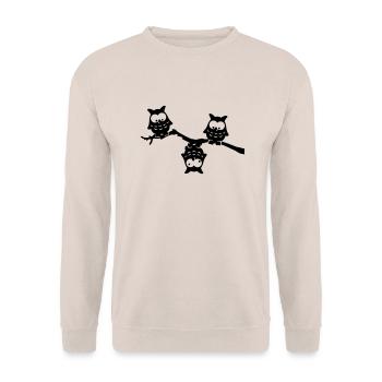 Hiboux rigolos branche down hibou fou - Sweat-shirt Unisexe - sable - Devant - Alina (178cm) & Michal (187cm)