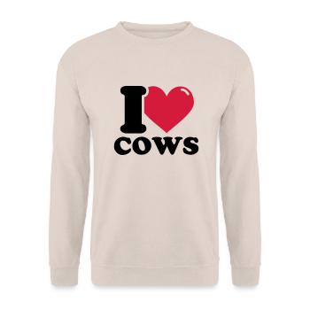 I love Cows - Kuh Kühe - Unisex Pullover - Sand - Vorne - Alina (178cm) & Michal (187cm)