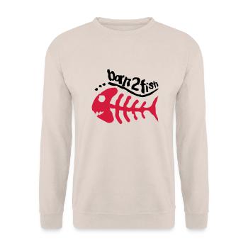 born_2_fish_red_f2 - Unisex Pullover - Sand - Vorne - Alina (178cm) & Michal (187cm)
