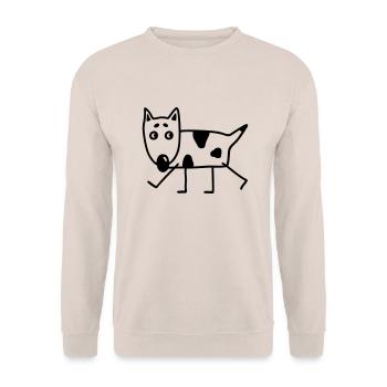 Lustiger Hund - Pitbull - Unisex Pullover - Sand - Vorne - Alina (178cm) & Michal (187cm)