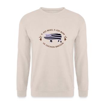 BRETAGNE - GWENN HA DU - COCHON BRETON - Sweat-shirt Unisexe - sable - Devant - Alina (178cm) & Michal (187cm)