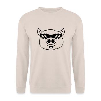 cool sunglasses pig face head cute cute comic cart - Unisex Sweatshirt - sand - Front - Alina (178cm) & Michal (187cm)