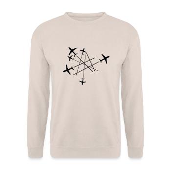 chemtrails viele linien oben unten flugzeug fliege - Unisex Pullover - Sand - Vorne - Alina (178cm) & Michal (187cm)
