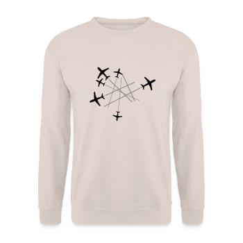 chemtrails viele linien oben unten flugzeug fliege - Unisex Pullover - Sand - Vorne - Alina (178cm) & Michal (187cm)