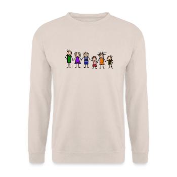 Familie mit vielen Kindern - Unisex Pullover - Sand - Vorne - Alina (178cm) & Michal (187cm)